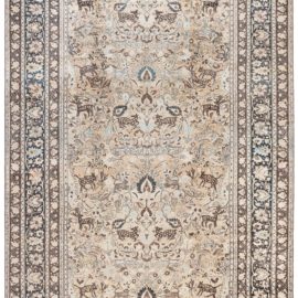 Meshad Persian Antique Allover Light Beige Hand-Knotted Wool Rug – Circa 1900 BB8628