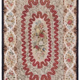 Antique Allover Soft Beige Needlework Wool Rug – Circa 1880 BB8513