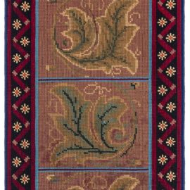 Antique English Floral Allover Ivory Needlework Wool Runner – Circa 1880 BB8957