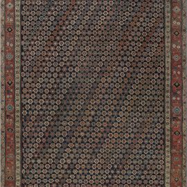 Antique Persian Floral Allover Warm Tan Hand-Knotted Wool Rug – Circa 1880 BB7419