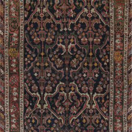 Antique Malayer Persian Allover Floral Ivory Hand-Knotted Wool Runner – Circa 1880 BB7453