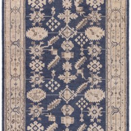 Antique Oushak Turkish Allover Geometric Warm Tan Hand-Knotted Wool Rug – Circa 1920 BB8966