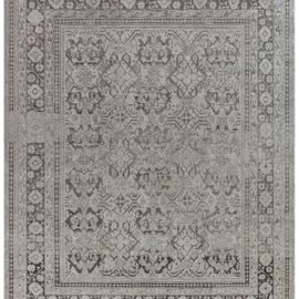 Oushak Turkish Antique Allover Geometric Light Gray Hand-Knotted Wool Rug – Circa 1920 BB8895