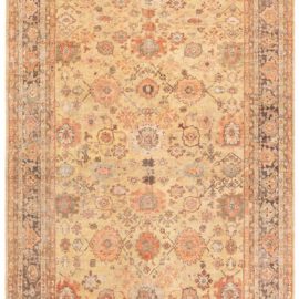 19th Century Persian Sultanabad Botanic Handmade Wool Rug BB8447