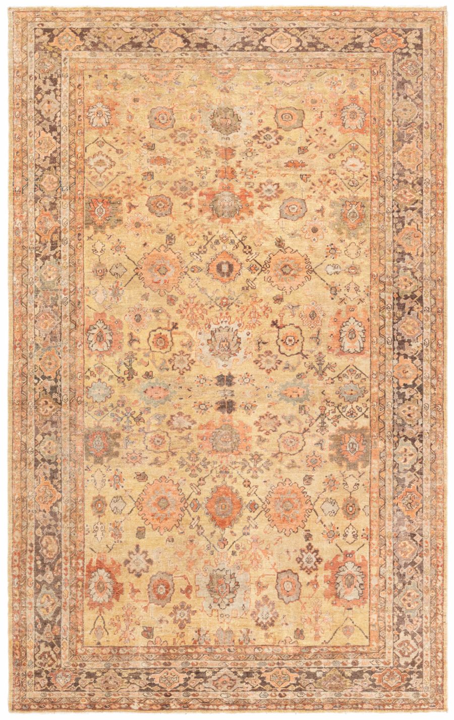 19th Century Persian Sultanabad Botanic Handmade Wool Rug BB8447