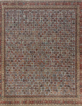 Spanish Vintage Floral Soft Beige Hand-Knotted Wool Rug BB6963