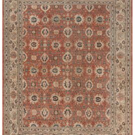 Tabriz Persian Antique Floral Allover Brick Red Hand-Knotted Wool Rug – Circa 1920 BB7525