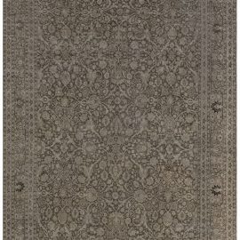 Antique Tabriz Persian Floral Allover Classic Taupe Hand-Knotted Wool Carpet – Circa 1880 BB7527