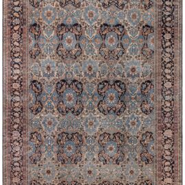 Persian Allover Floral Antique Warm Tan Hand-Knotted Wool Rug – Circa 1900 BB8901