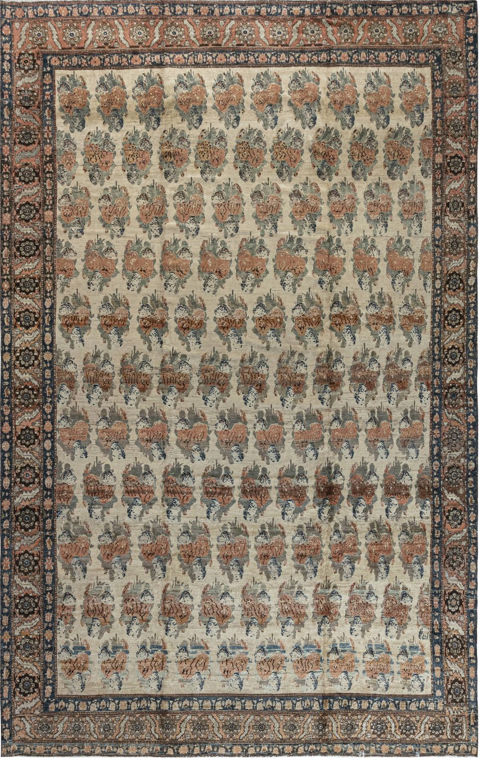 Authentic Persian Bakhtiari Handmade Wool Rug in Orange, Beige, Green BB7471