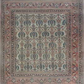 Khorassan Persian Antique Allover Floral Tan Hand-Knotted Wool Rug – Circa 1880 BB7227