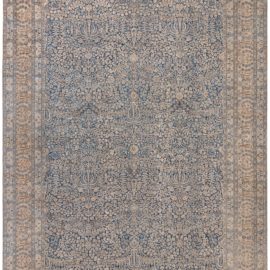 Antique Khorassan Persian Allover Floral Light Beige Hand-Knotted Wool Rug – Circa 1880 BB7315