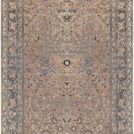 Antique Khorassan Persian Allover Floral Warm Tan Hand-Knotted Wool Rug – Circa 1900 BB8737