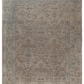 Antique Khorassan Persian Floral Allover Classic Taupe Hand-Knotted Wool Rug – Circa 1920 BB7750