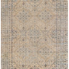 Antique Kirman Persian Allover Floral Soft Beige Hand-Knotted Wool Carpet – Circa 1880 BB8461