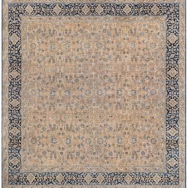 Kirman Persian Antique Allover Warm Tan Hand-Knotted Wool Rug – Circa 1880 BB8633