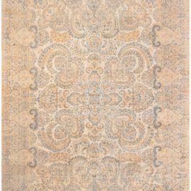Antique Kirman Persian Medallion Light Beige Hand-Knotted Wool Carpet – Circa 1900 BB8771