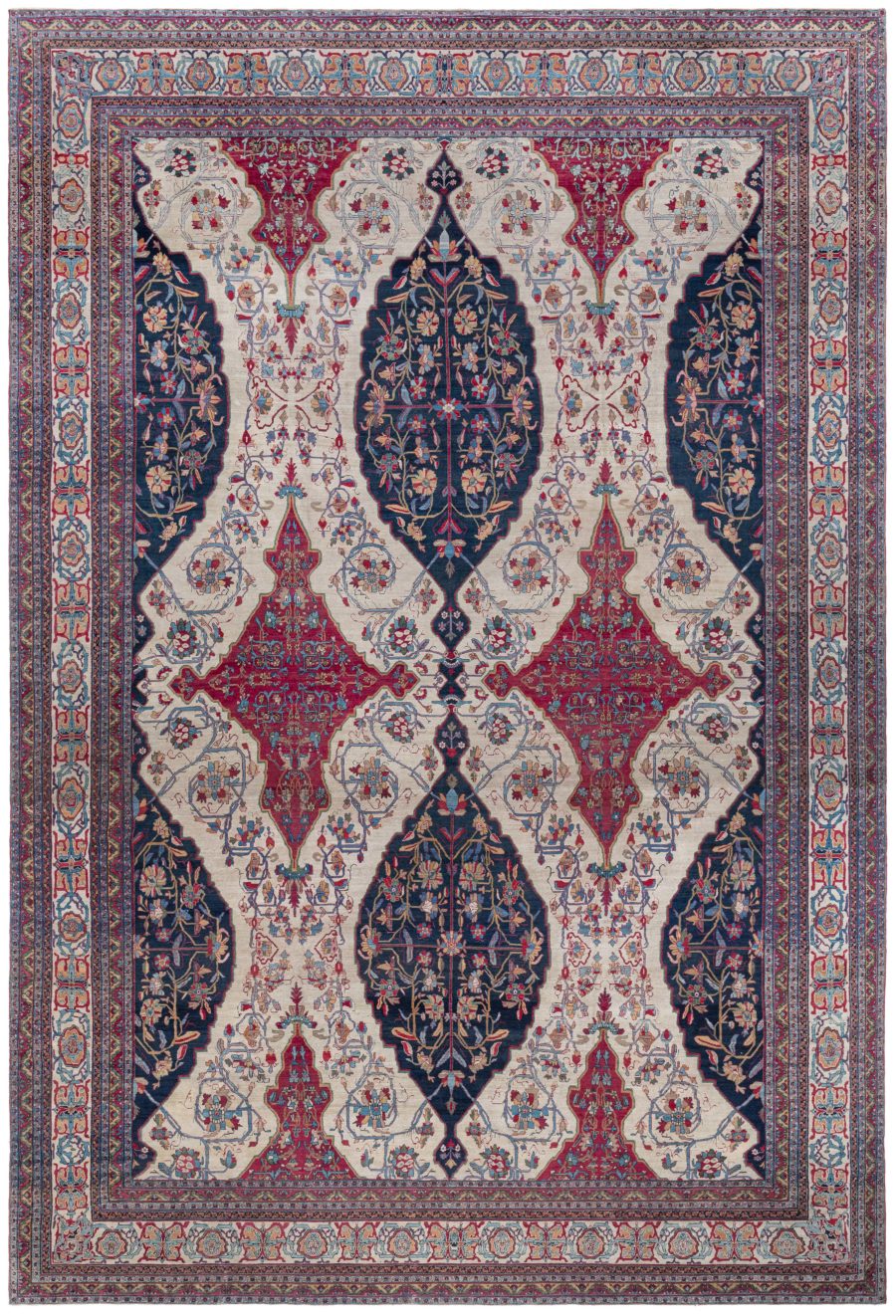 Beige Oversized Antique Persian Kirman Rug BB8615