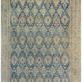 Antique Kirman Persian Allover Geometric Oversized Light Beige Hand-Knotted Wool Rug – Circa 1880 BB7420