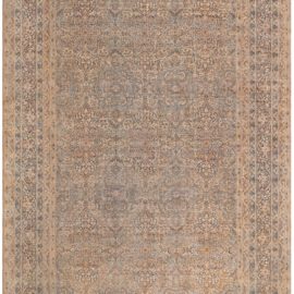Antique Kirman Persian Allover Floral Warm Tan Hand-Knotted Wool Rug – Circa 1880 BB7320