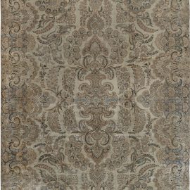 Antique Kirman Persian Medallion In Warm Tan Hand-Knotted Wool Carpet – Circa 1920 BB7513