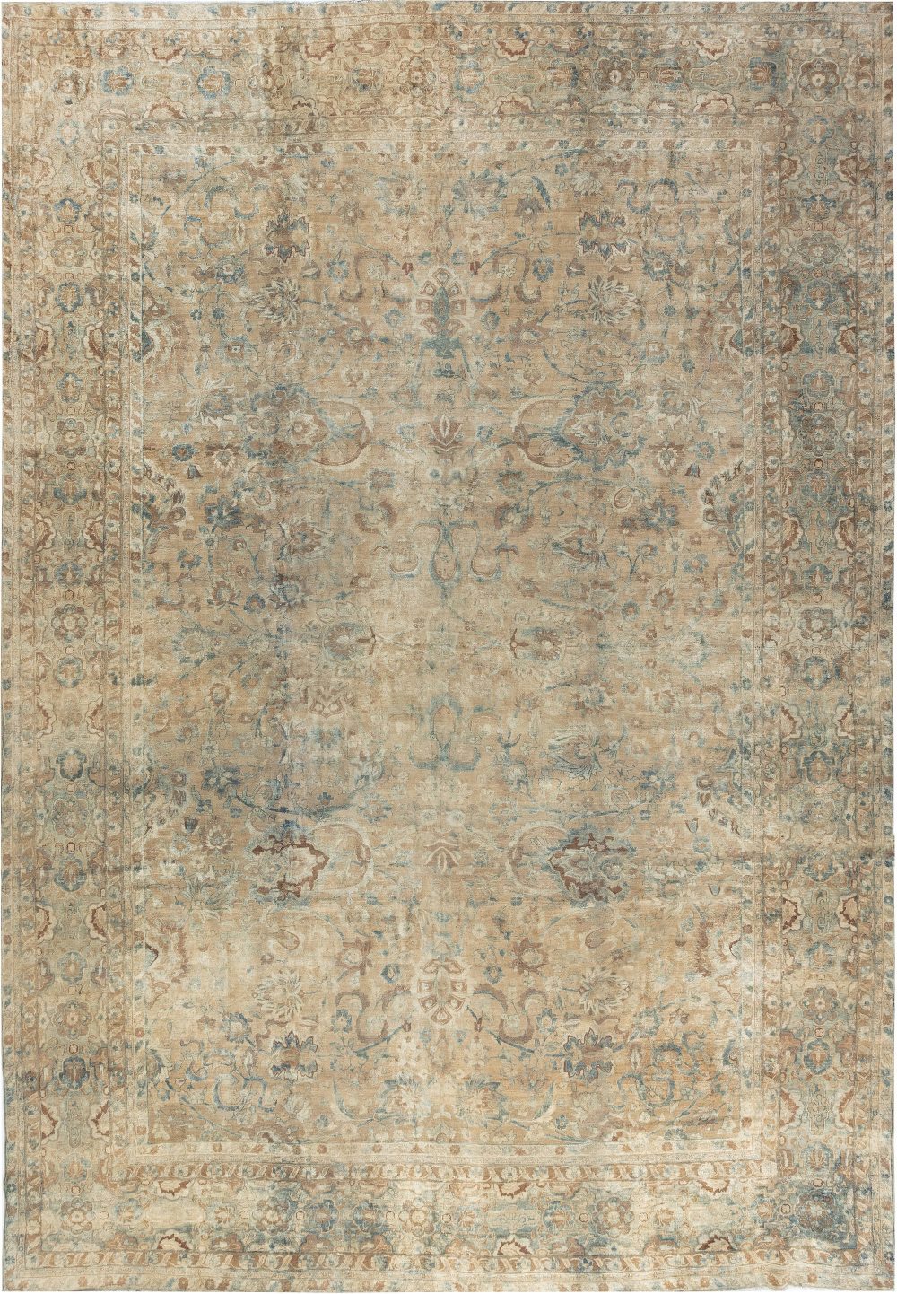 Fine Antique Persian Kirman Botanic Handwoven Wool Carpet BB7112