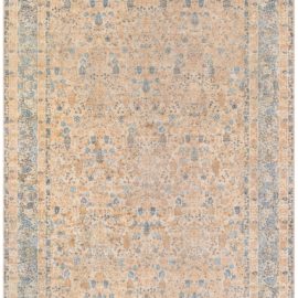 Antique Kirman Persian Floral Allover Warm Tan Hand-Knotted Wool Rug – Circa 1880 BB7571