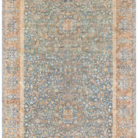 Kirman Persian Antique Floral Allover Light Beige Hand-Knotted Wool Rug – Circa 1880 BB7567