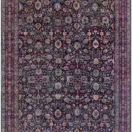 Antique Kirman Persian Allover Floral Slate Gray Hand-Knotted Wool Rug – Circa 1900 BB8982