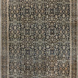 Kirman Persian Antique Allover Floral Light Beige Hand-Knotted Wool Rug – Circa 1900 BB7466