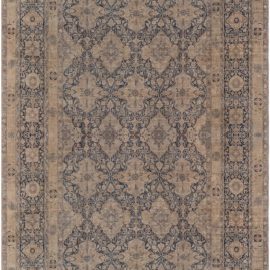 Oversized Kirman Persian Antique Allover Floral Warm Tan Hand-Knotted Wool Rug – Circa 1920 BB8862