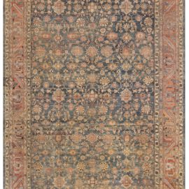 Antique Kirman Persian Allover Floral Warm Tan Hand-Knotted Wool Rug – Circa 1900 BB8563