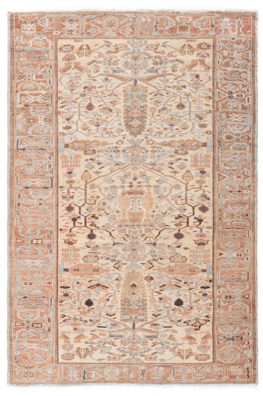 Authentic Early 20th Century Persian Malayer Botanic Rug BB5866