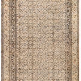 Meshad Persian Antique Allover Floral Light Beige Hand-Knotted Wool Rug – Circa 1880 BB7318