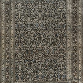 Meshad Persian Antique Allover Ivory Beige Hand-Knotted Wool Rug – Circa 1880 BB7510