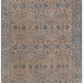 Meshad Persian Antique Allover Floral Warm Tan Hand-Knotted Wool Rug – Circa 1890 BB7743