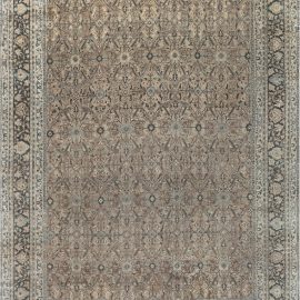 Meshad Persian Antique Allover Floral Warm Tan Hand-Knotted Wool Rug – Circa 1900 BB7250