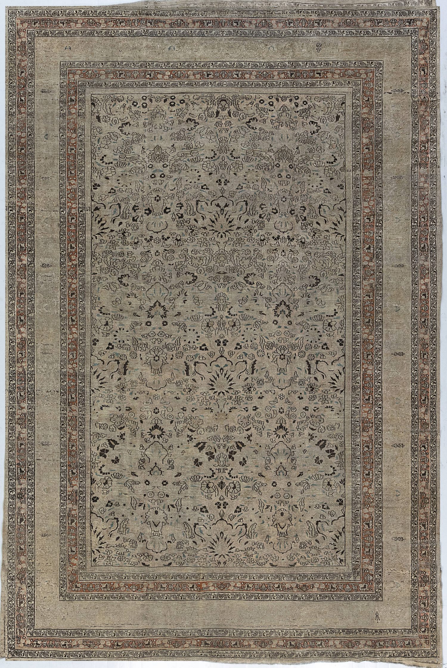 Early 20th Century Persian Meshad Camel, Brown, Orange Handwoven Wool Rug BB7263