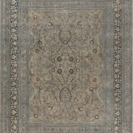 Antique Meshad Persian Allover Soft Beige Hand-Knotted Wool Rug – Circa 1880 BB7163