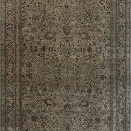 Meshad Persian Antique Floral Allover Cream Beige Hand-Knotted Wool Rug – Circa 1900 BB7472