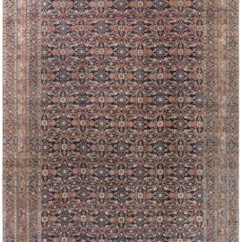 Antique Meshad Persian Allover Oversized Warm Tan Hand-Knotted Wool Rug – Circa 1900 BB8897