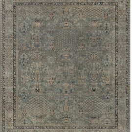 Fine Antique Indian Botanic Handmade Wool Rug BB7262