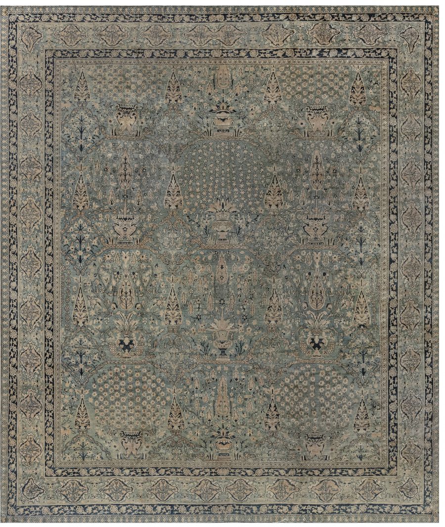Fine Antique Indian Botanic Handmade Wool Rug BB7262