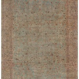 Oversized Antique Persian Allover Floral Brown Hand-Knotted Wool Rug – Circa 1900 BB7721