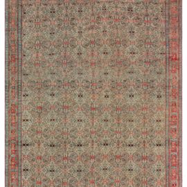 Antique Persian Floral Allover Light Beige Hand-Knotted Wool Rug – Circa 1880 BB7154