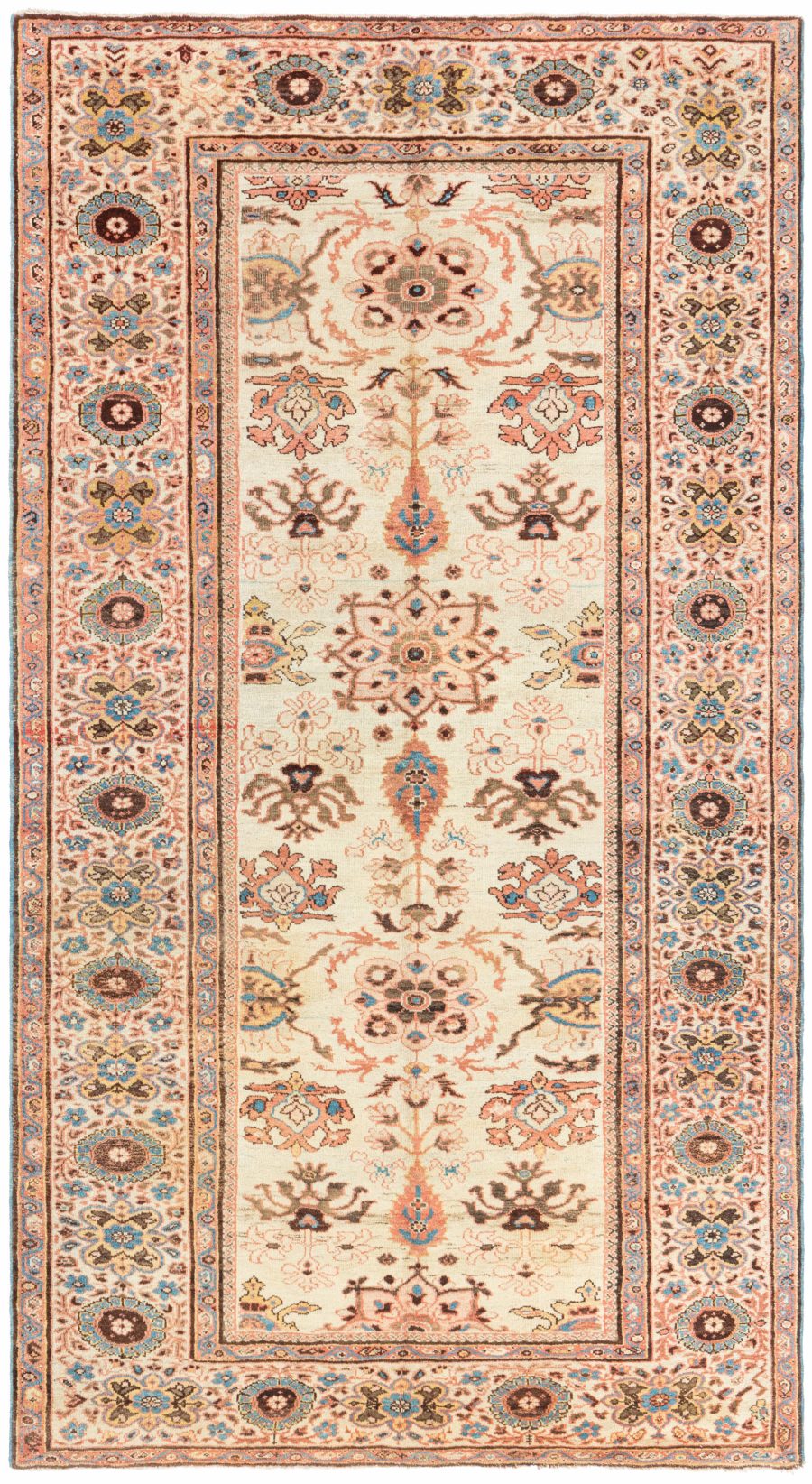 Antique Persian Sultanabad Beige Bold Handmade Wool Rug BB8427