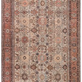 Sultanabad Persian Antique Allover Geometric Light Beige Hand-Knotted Wool Rug – Circa 1880 BB8560