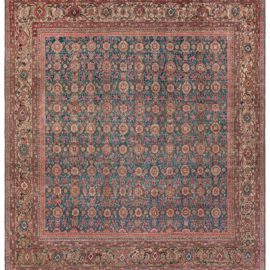 Antique Sultanabad Persian Floral Allover Warm Tan Hand-Knotted Wool Rug – Circa 1920 BB8466