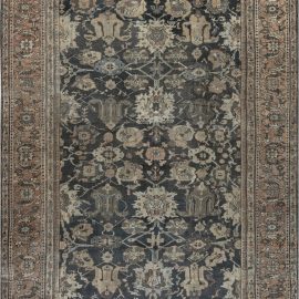 Antique Sultanabad Persian Allover Floral Dark Gray Hand-Knotted Wool Rug – Circa 1880 BB7257