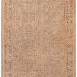 Antique Sultanabad Persian Floral Allover Warm Tan With Brown Hand-Knotted Wool Rug – Circa 1910 BB7473